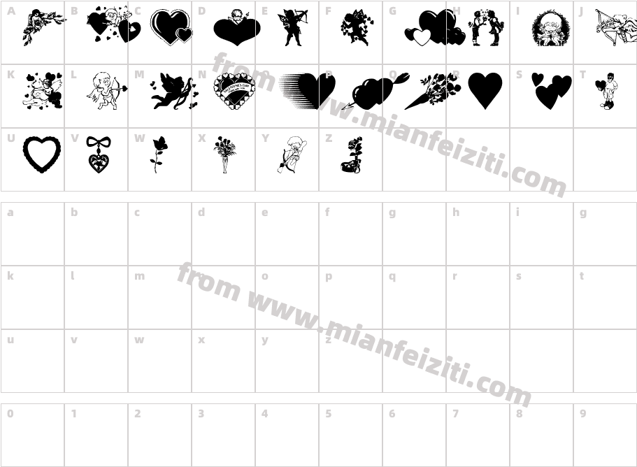 Valentine-C字体字体映射图