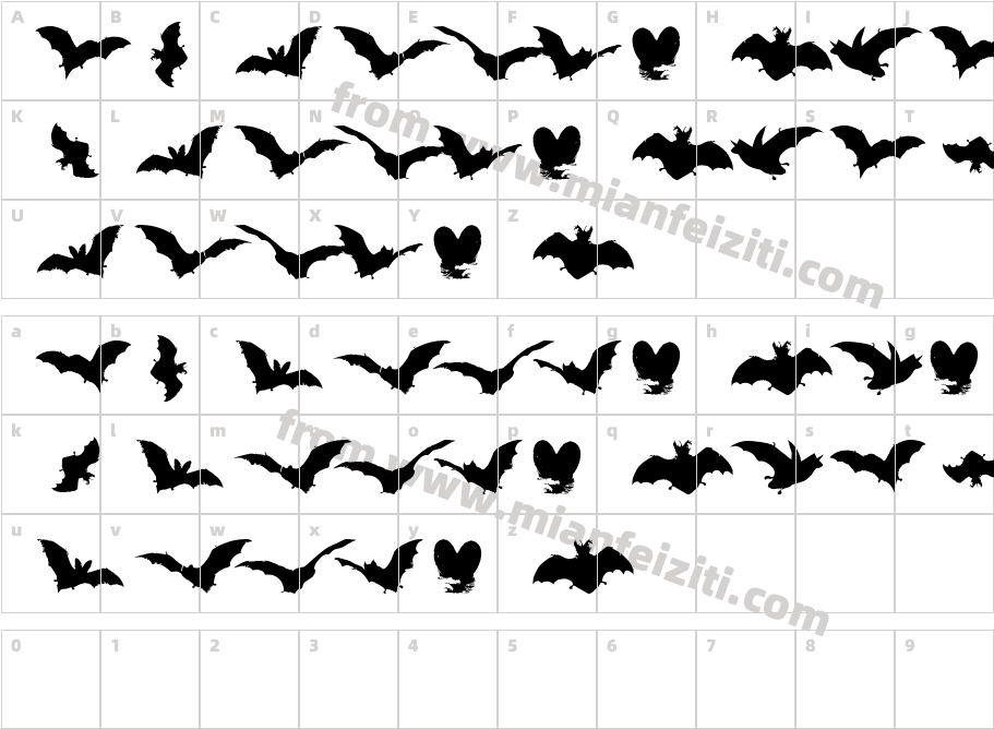 Vampyr Bats字体字体映射图