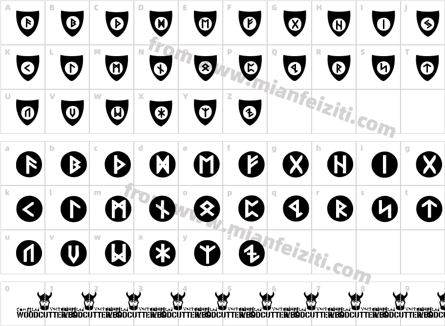 Viking-Runes-Shields字体字体映射图