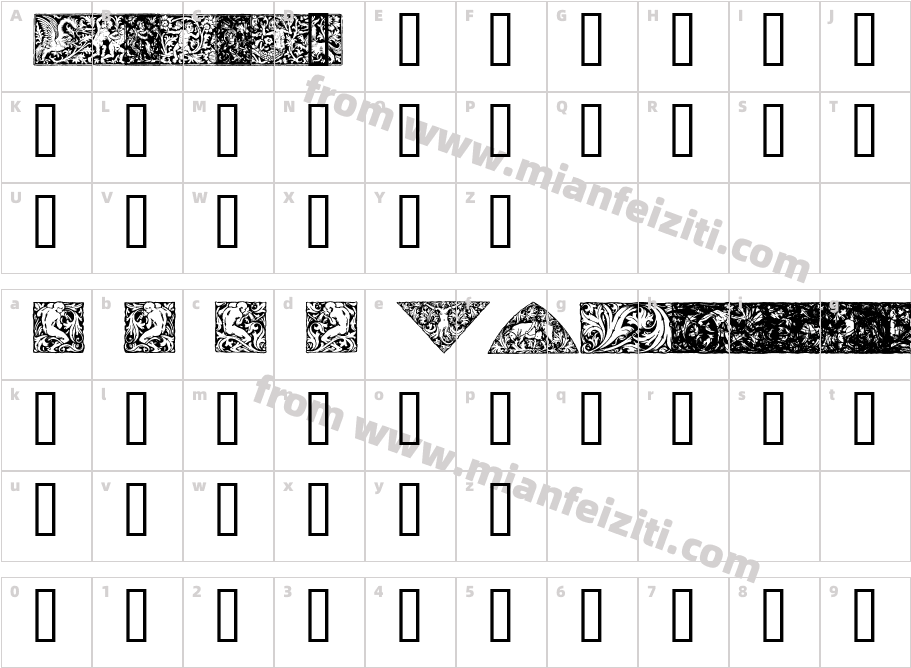 Woodcut-1字体字体映射图