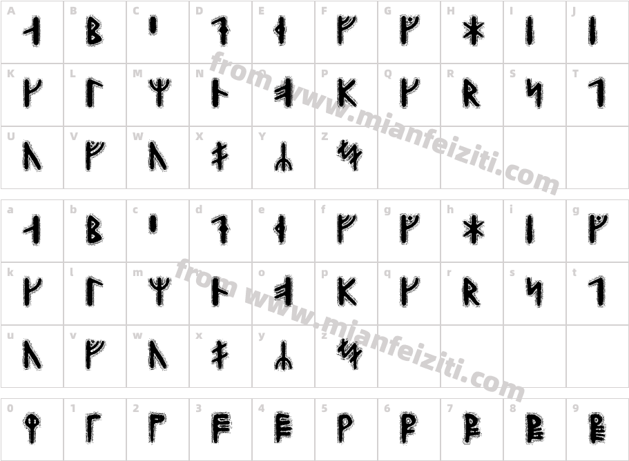 Yggdrasil Runic字体字体映射图