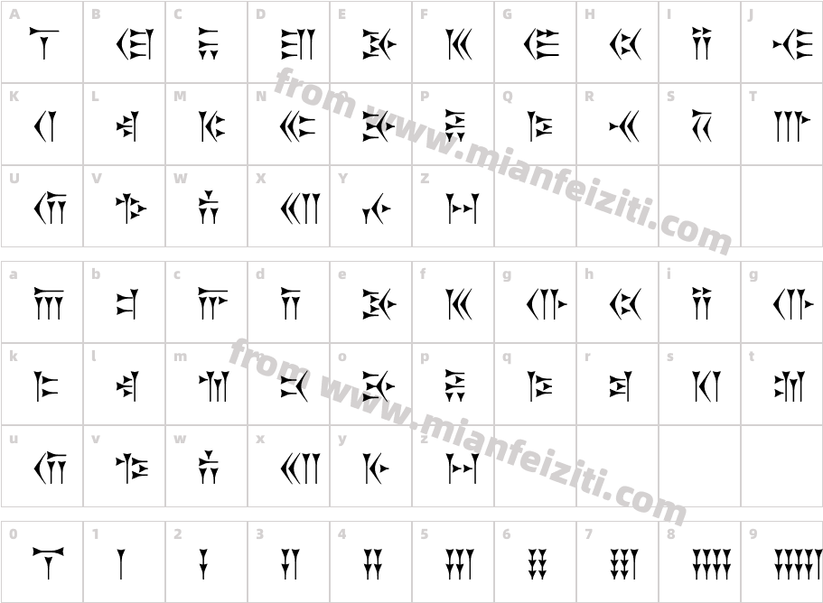 Zarathustra字体字体映射图