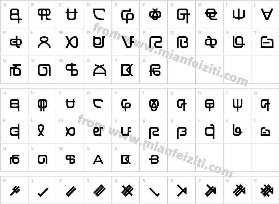 Zentran字体字体映射图