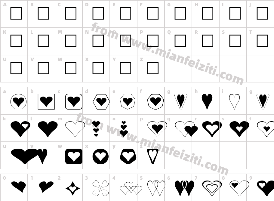 hearts-1字体字体映射图