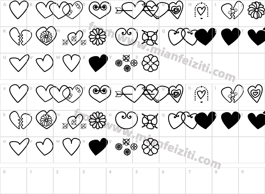 hearts-and-flowers-for-valentines-1字体字体映射图