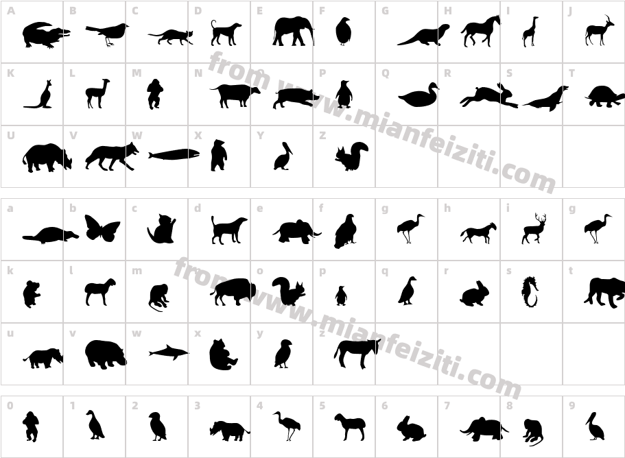 动物1字体字体映射图