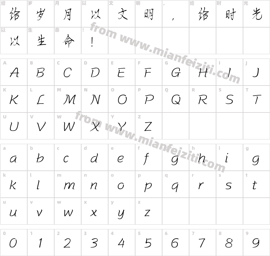 方正字迹-王伟钢笔行书简体字体字体映射图