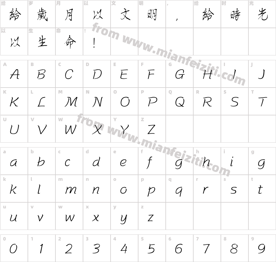 方正字迹-王伟钢笔行书繁体字体字体映射图