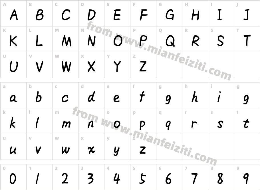 小考拉体字体字体映射图