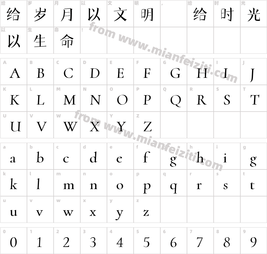 023号-新文宋字体字体映射图