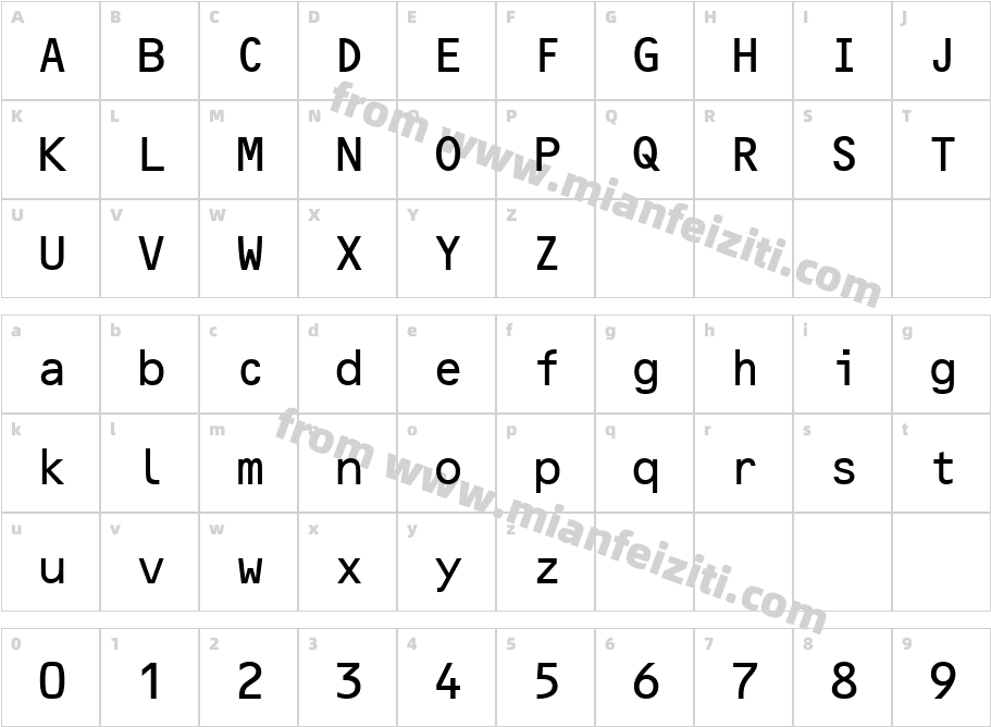 条形码字体OCR-B10BT字体字体映射图