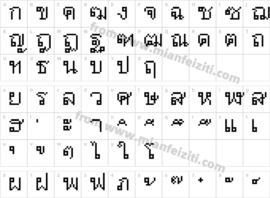 泰文字体字体字体映射图