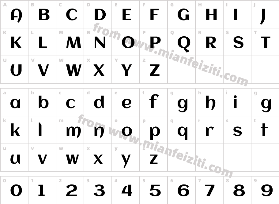 Aclonica-Regular字体字体映射图