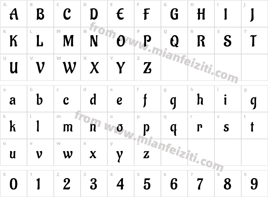 Aladin-Regular字体字体映射图