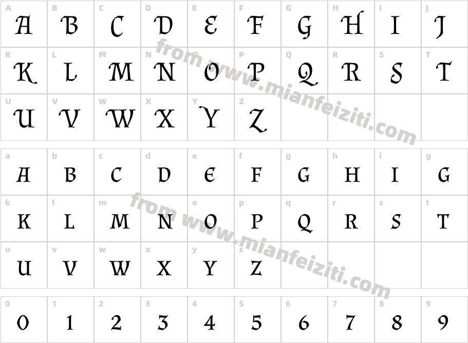 AlmendraSC-Regular字体字体映射图