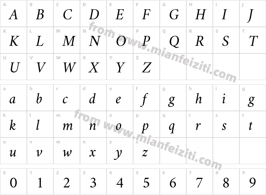Amiri-Italic字体字体映射图
