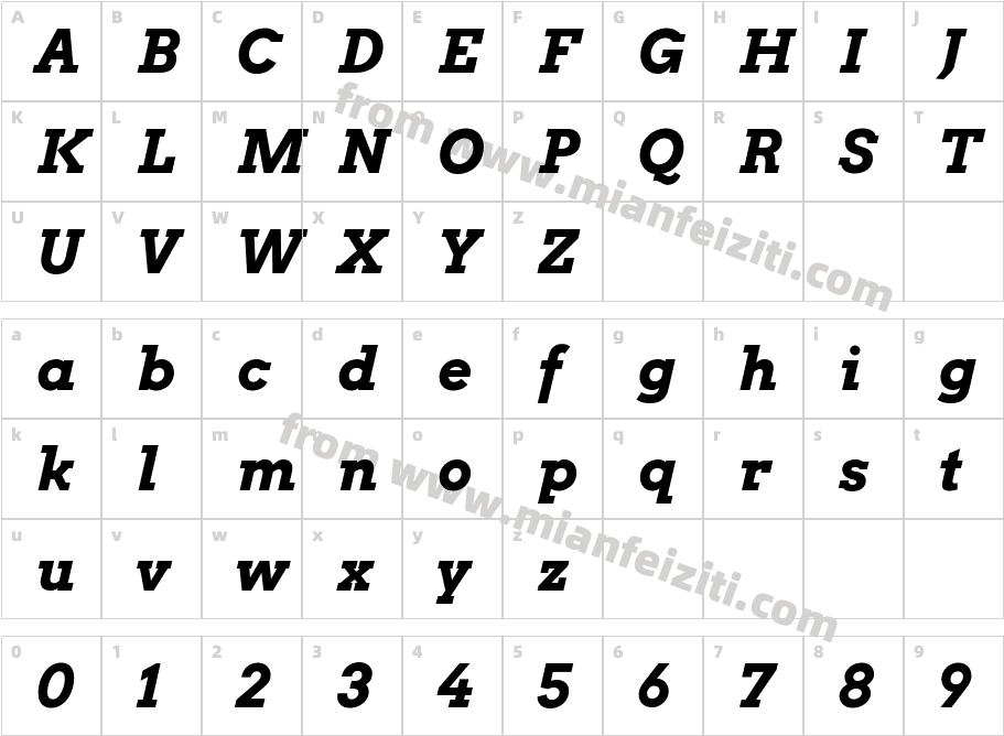 Arvo-BoldItalic字体字体映射图