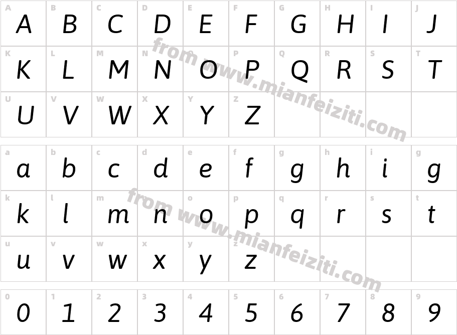 Asap-Italic字体字体映射图