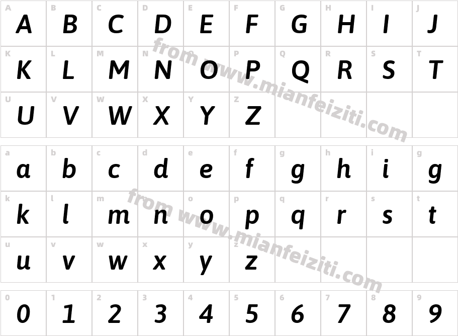 Asap-SemiBoldItalic字体字体映射图