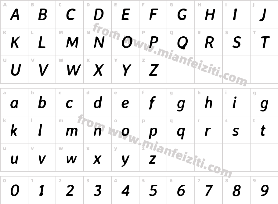 AveriaSansLibre-BoldItalic字体字体映射图