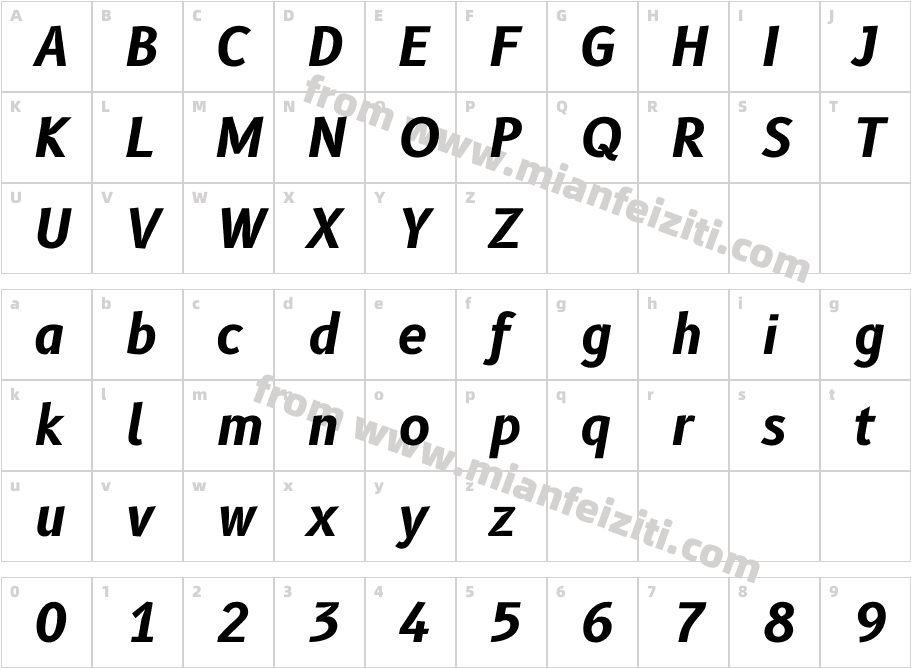 B612-BoldItalic字体字体映射图