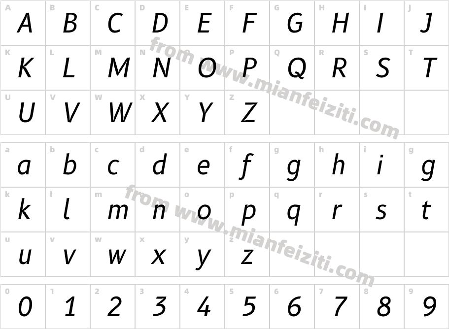 B612-Italic字体字体映射图