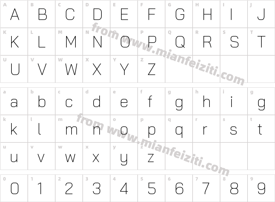 BaiJamjuree-ExtraLight字体字体映射图