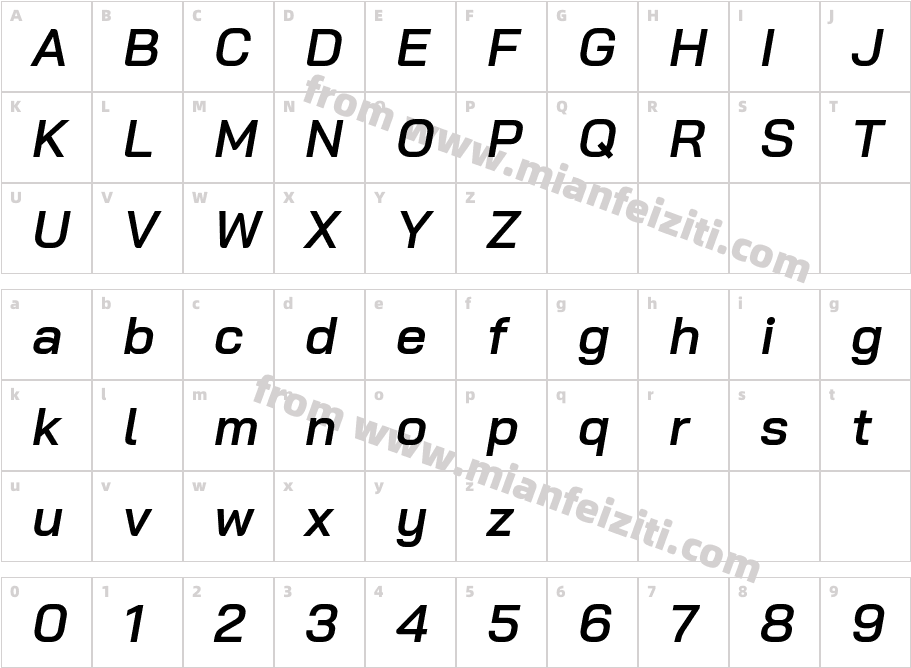 BaiJamjuree-SemiBoldItalic字体字体映射图