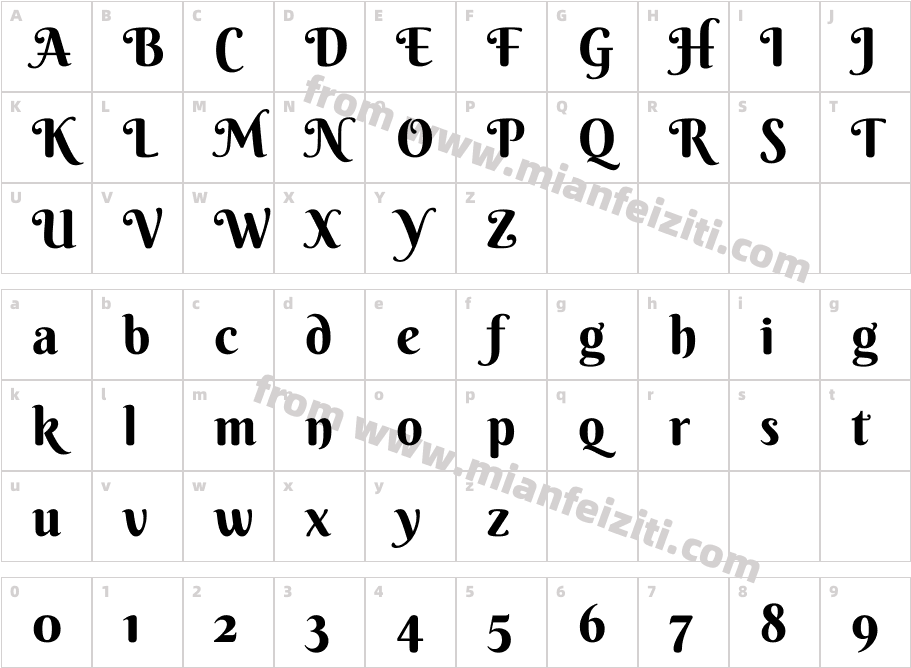 BerkshireSwash-Regular字体字体映射图