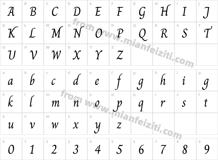 Charm-Regular字体字体映射图
