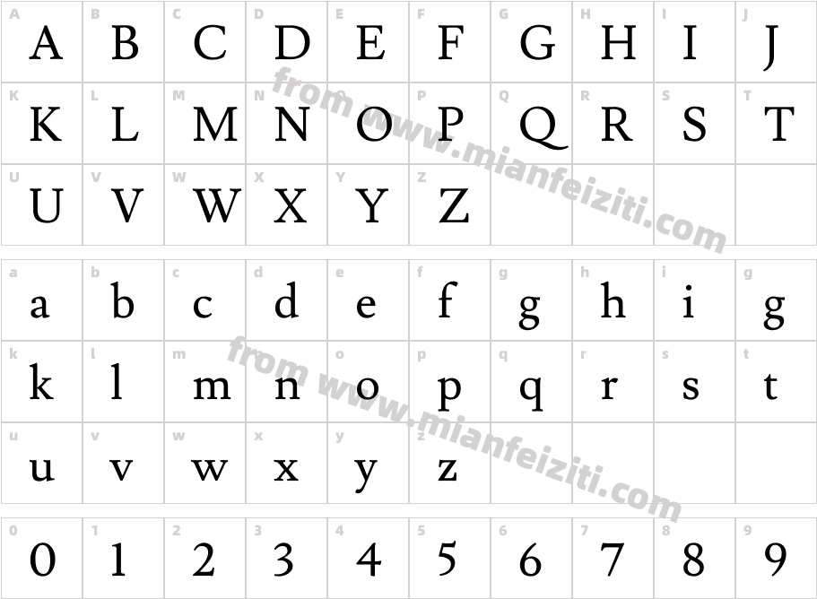 Lusitana-Regular字体字体映射图
