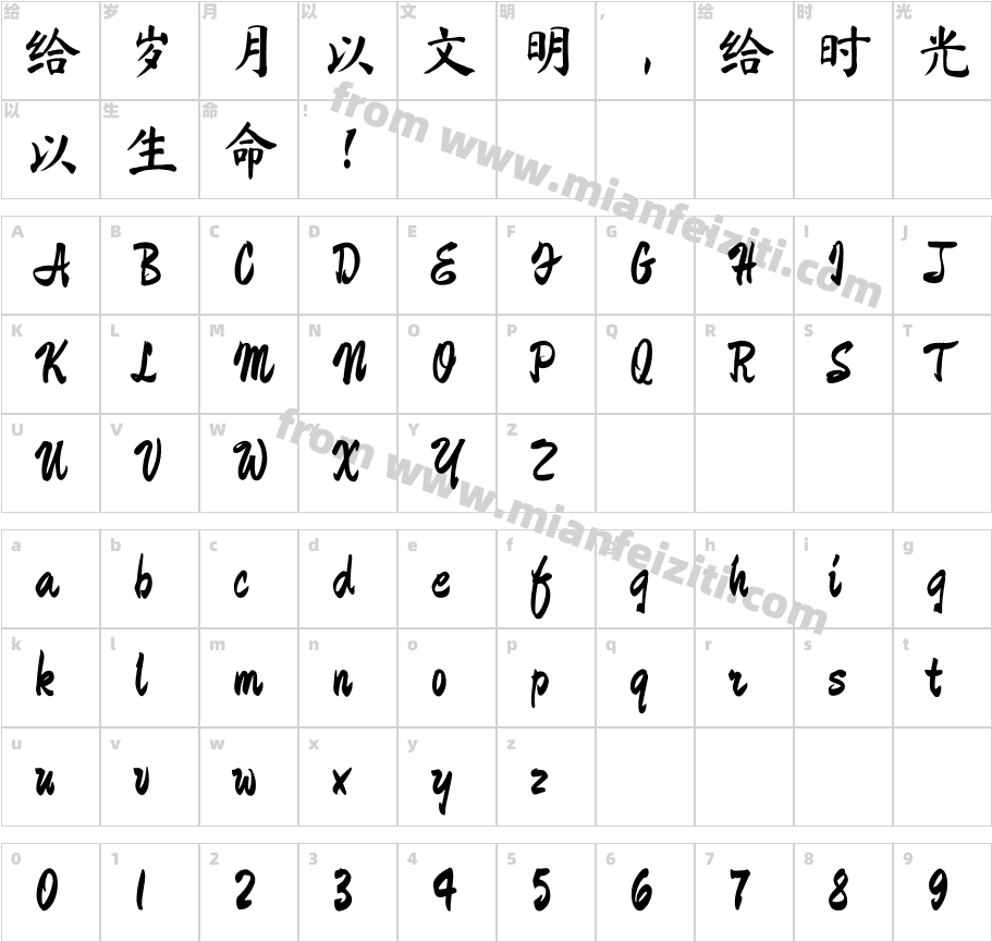 MaShanZheng-Regular字体字体映射图