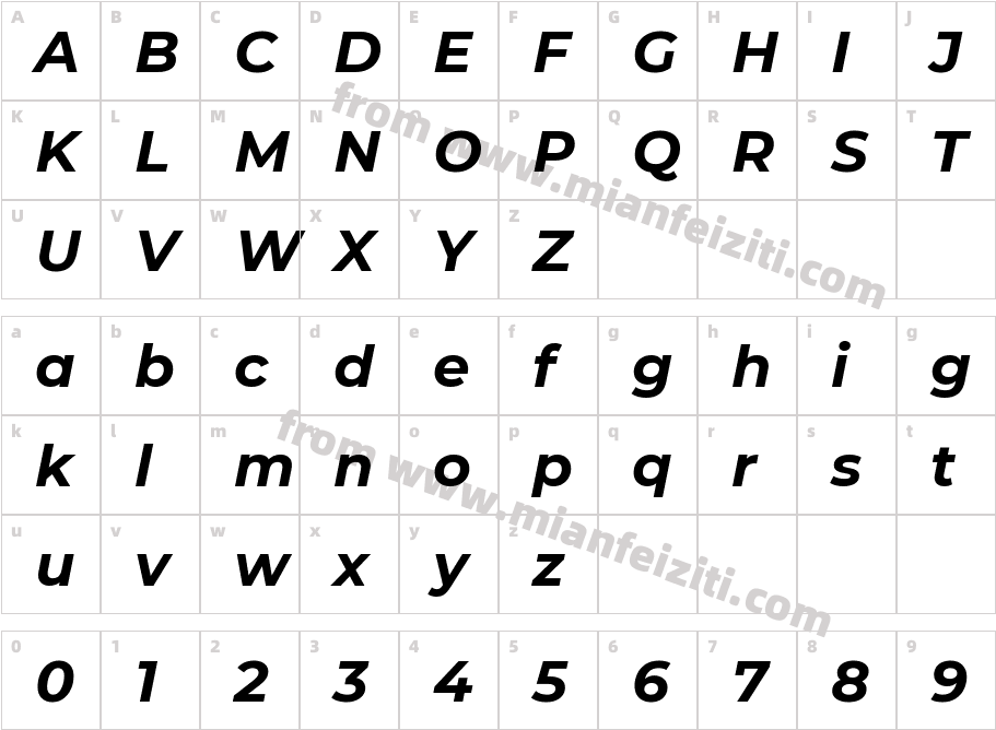 Montserrat Bold Italic字体字体映射图
