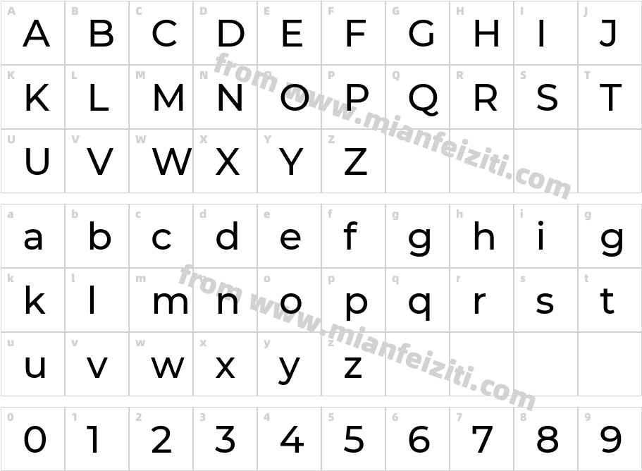 Montserrat-Medium字体字体映射图
