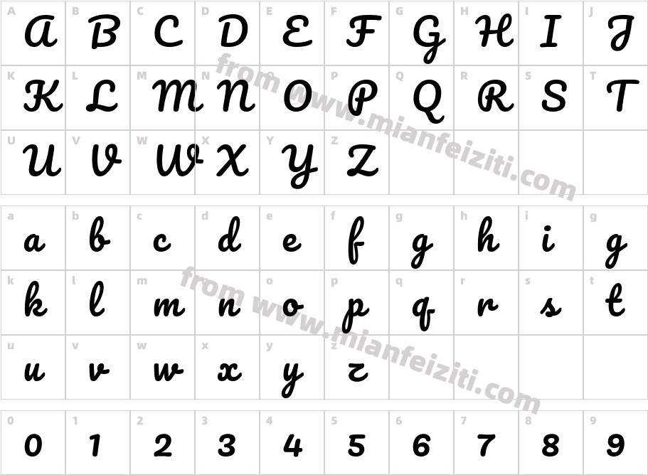 Pacifico-Regular字体字体映射图