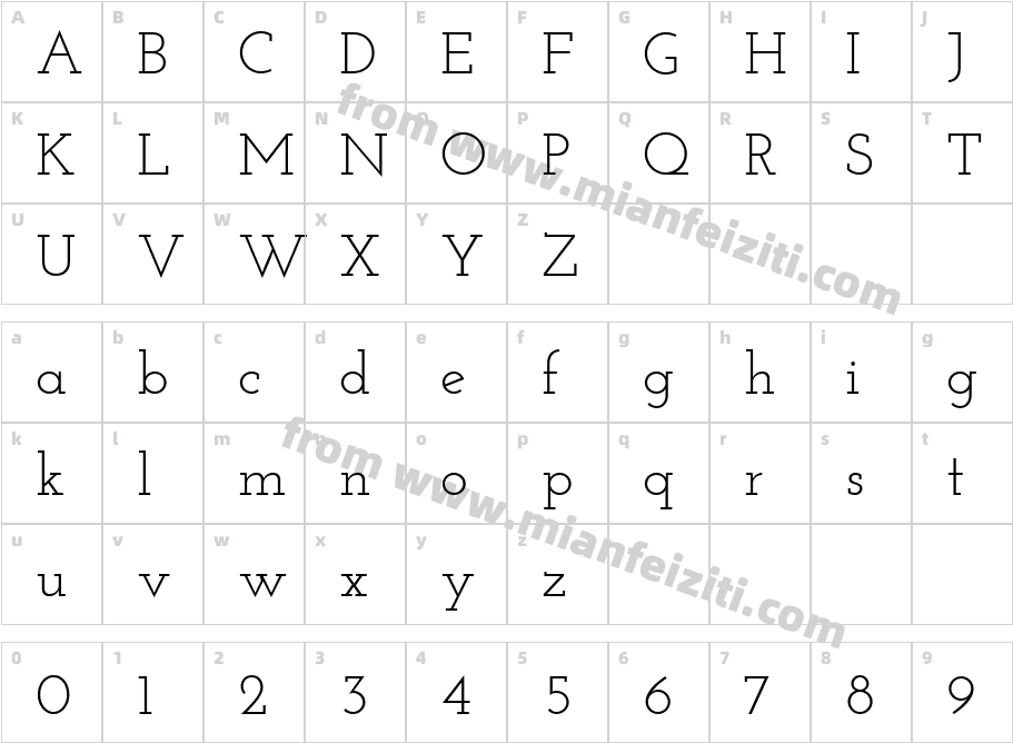 JosefinSlab-Regular字体字体映射图
