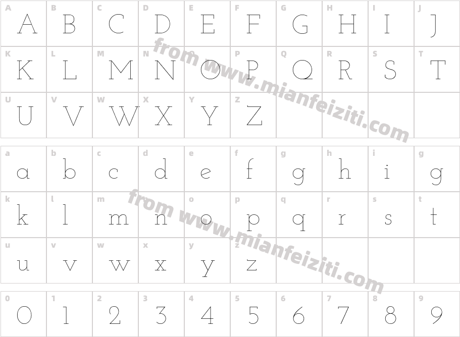 JosefinSlab-Thin字体字体映射图