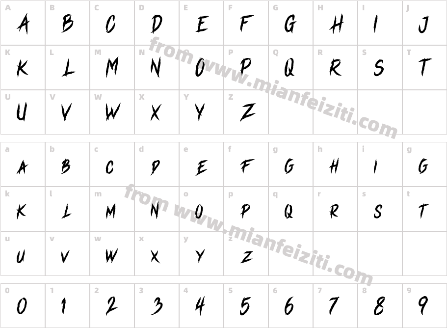 Vindica字体字体映射图