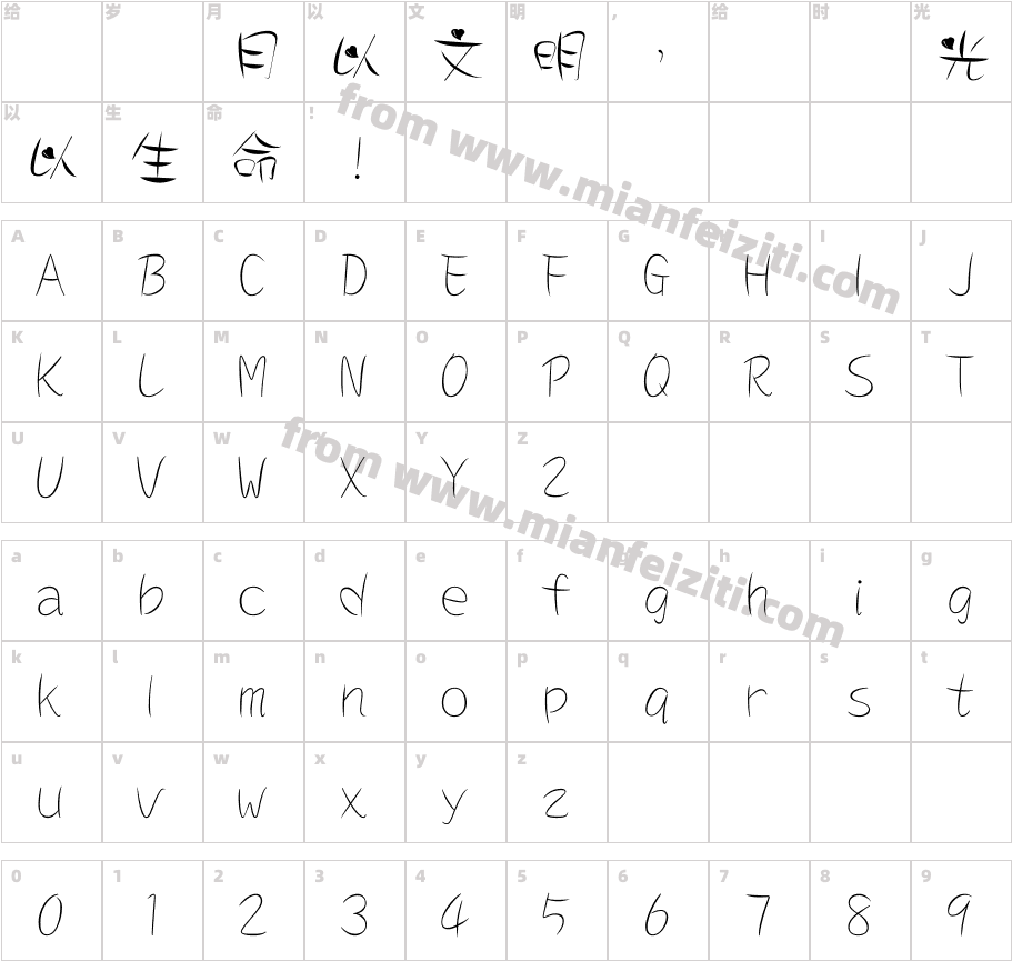 崋康DFT-CRS-1字体字体映射图