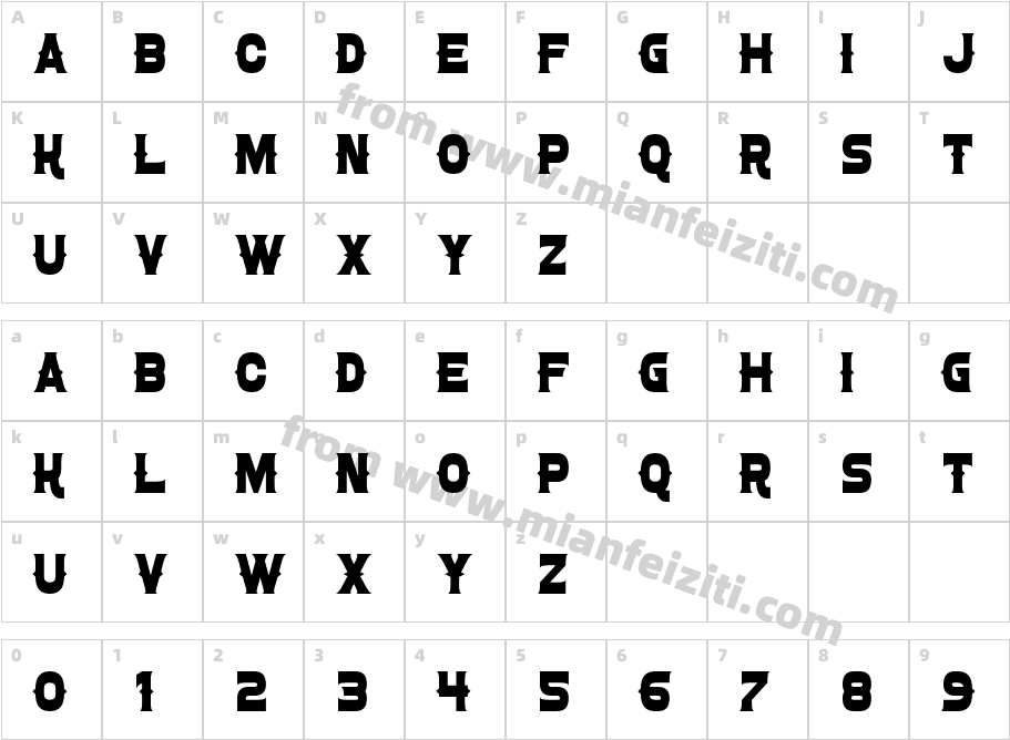 Confetti-Western字体字体映射图