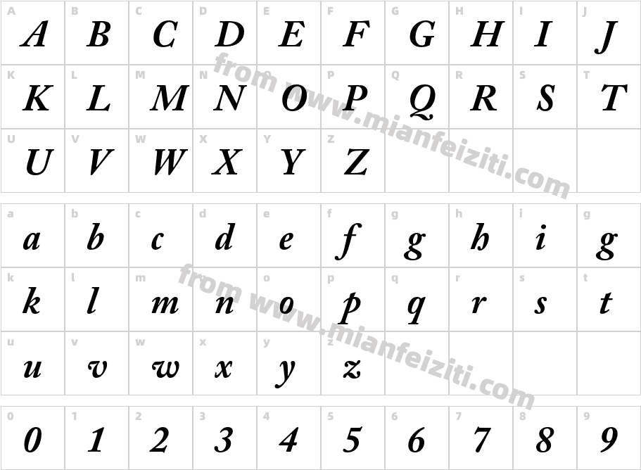 ACaslonPro-BoldItalic字体字体映射图