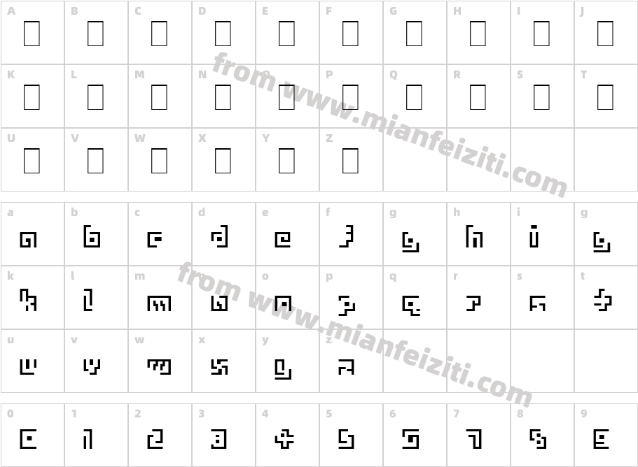 Maze91 91001.001字体字体映射图