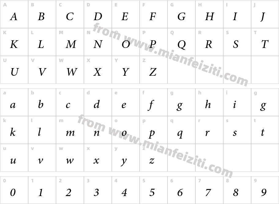AdobeArabic-Italic字体字体映射图