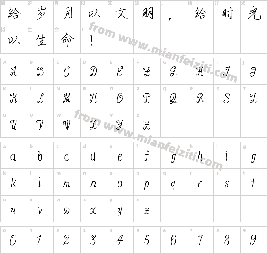 张力行书行书法帖书写-初级字体字体映射图