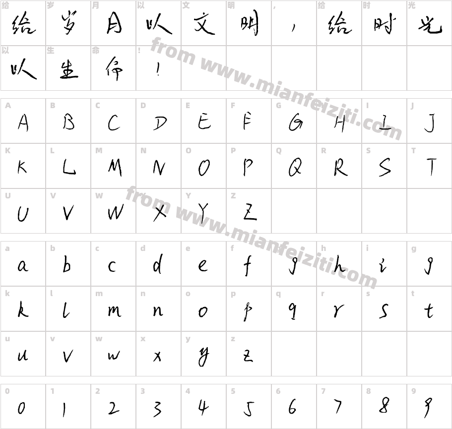 草泥马字体（4000字）字体字体映射图