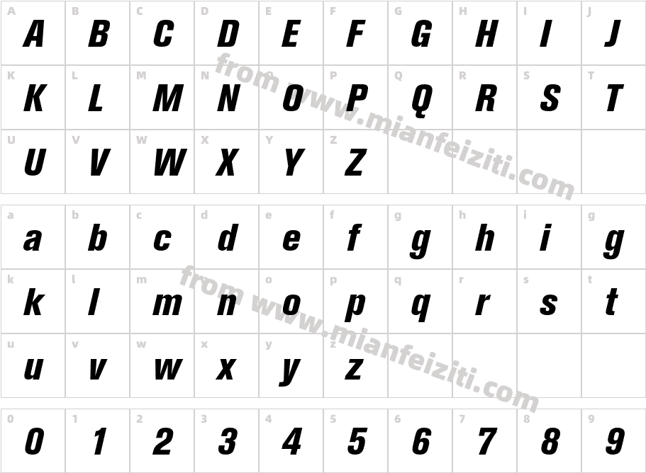 ExtraBoldCondItalicAlt字体字体映射图
