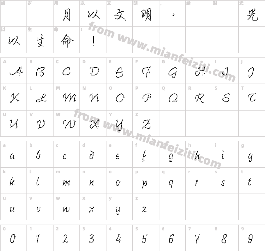 HanWangGB06字体字体映射图