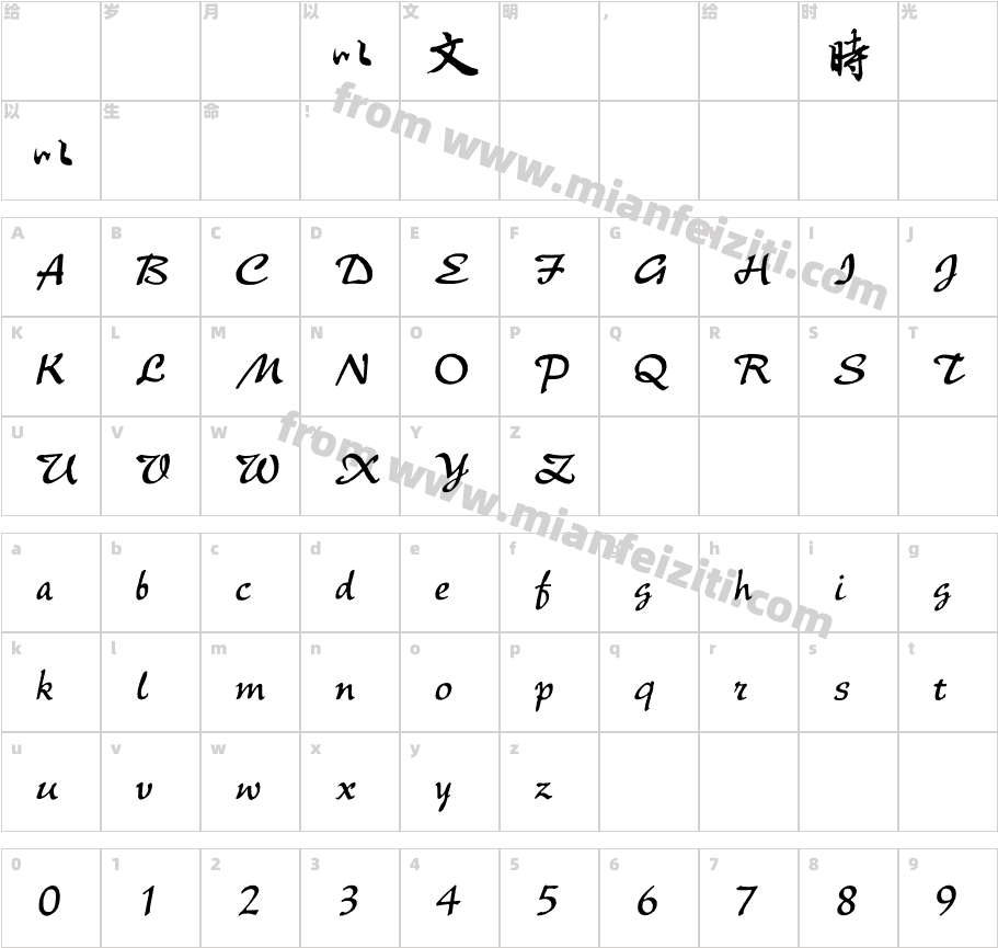 汉仪陆行繁字体字体映射图
