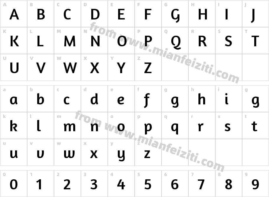 Amaranth字体字体映射图