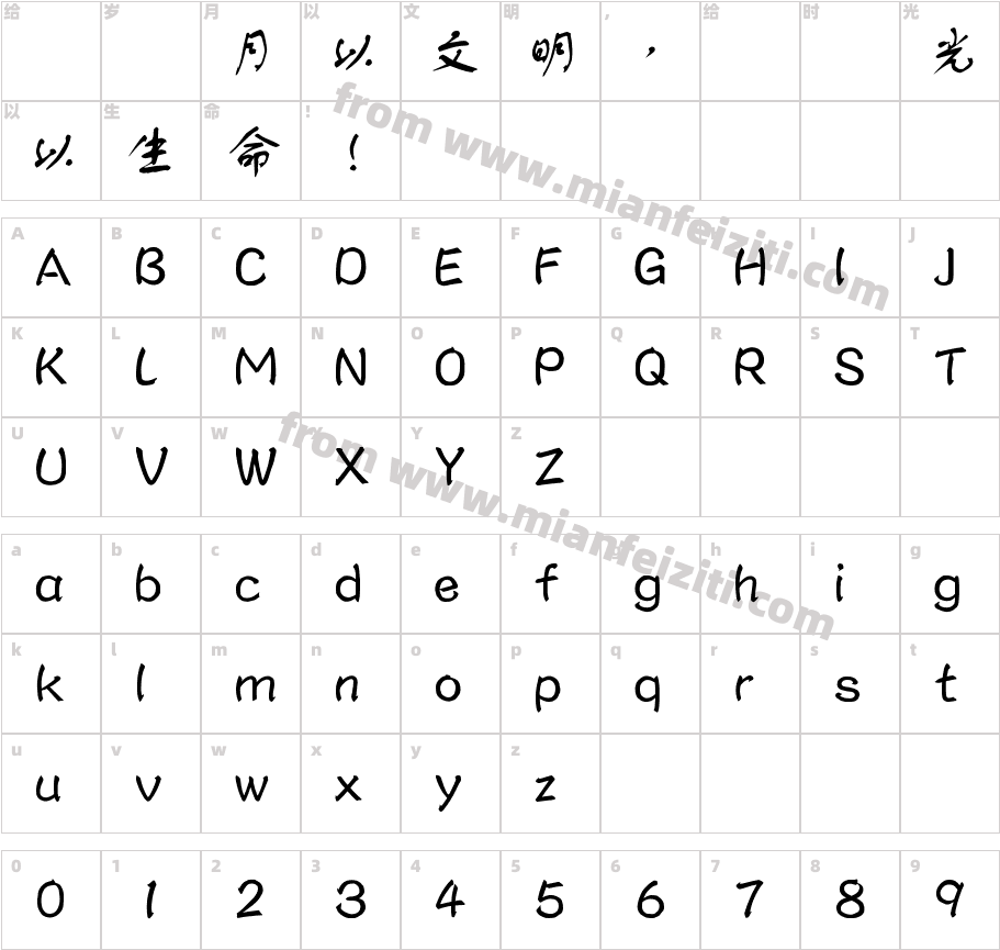 CSuHK-Medium字体字体映射图
